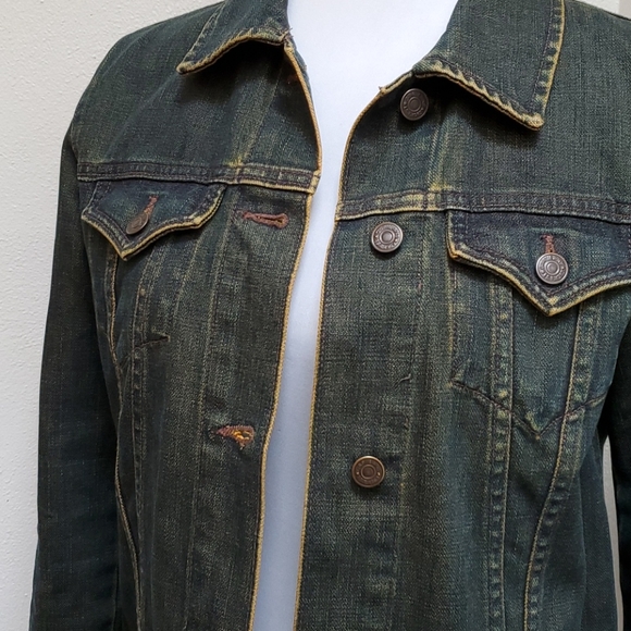 Gap Demin Jacket Blue Black w/ Orange Highl Size M - Picture 7 of 17